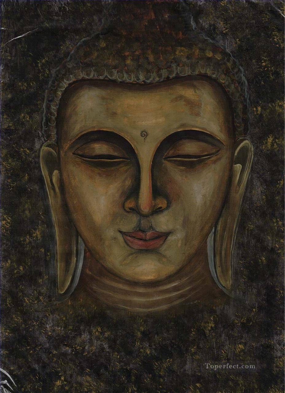 Buddha head in grey Buddhism Oil Paintings